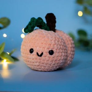 Peach Crochet Plushie - Handmade Kawaii Fruit Plush