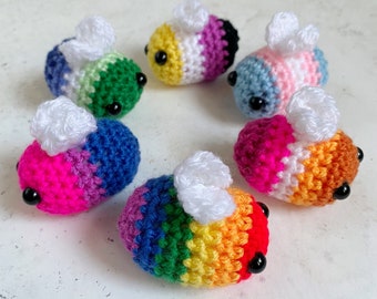 LGBTQ+ Pride Crochet Bees - Handmade Amigurumi Bee - Crochet Keyring