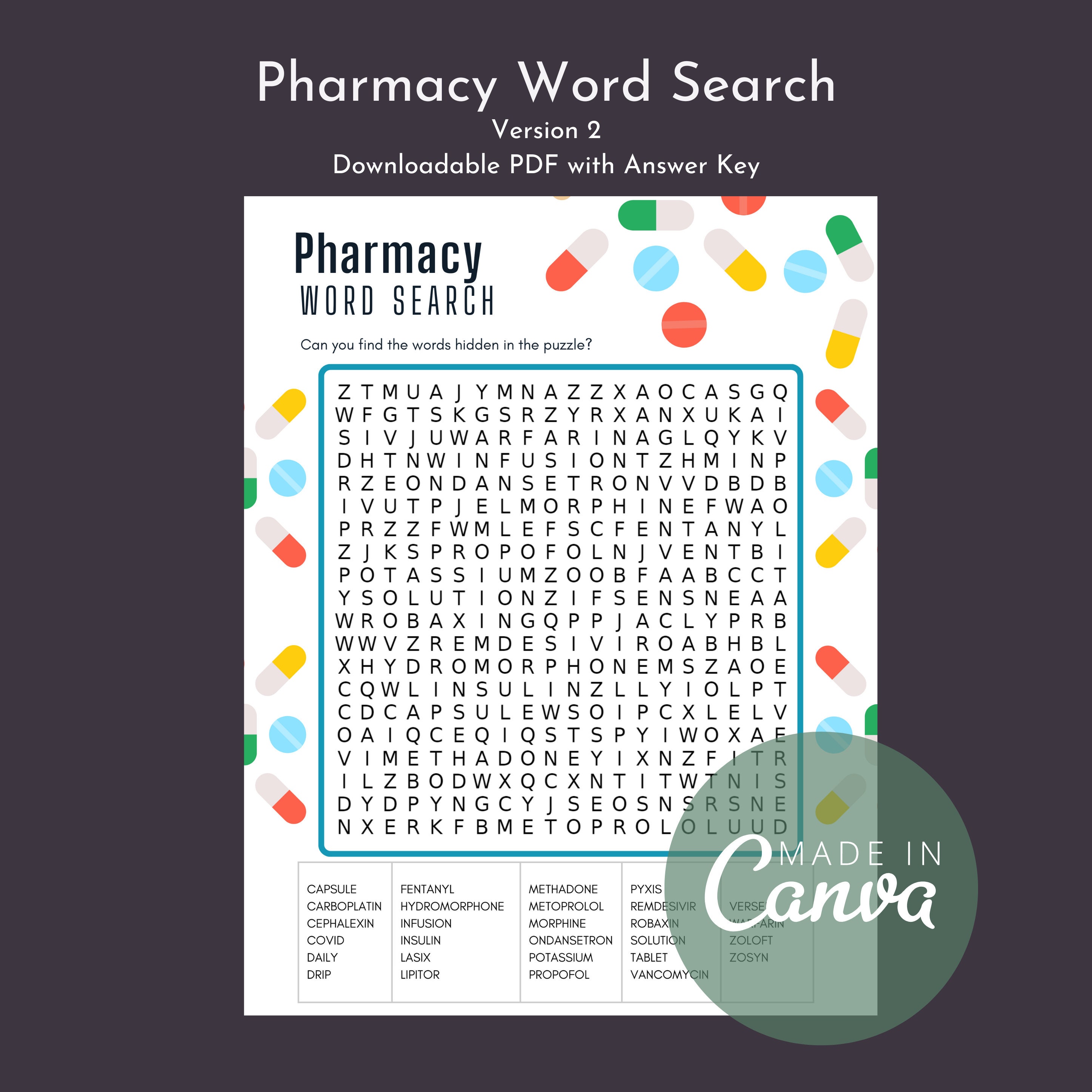 Medical Wordsearch Bundle//pharmacy Week//medication Knowledge