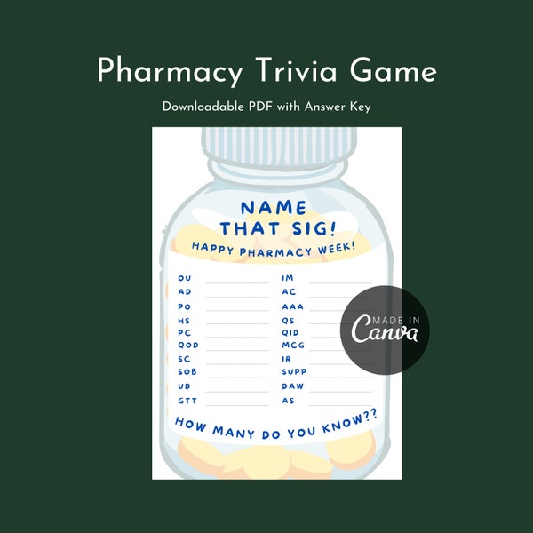 Pharmacy Week Games Etsy