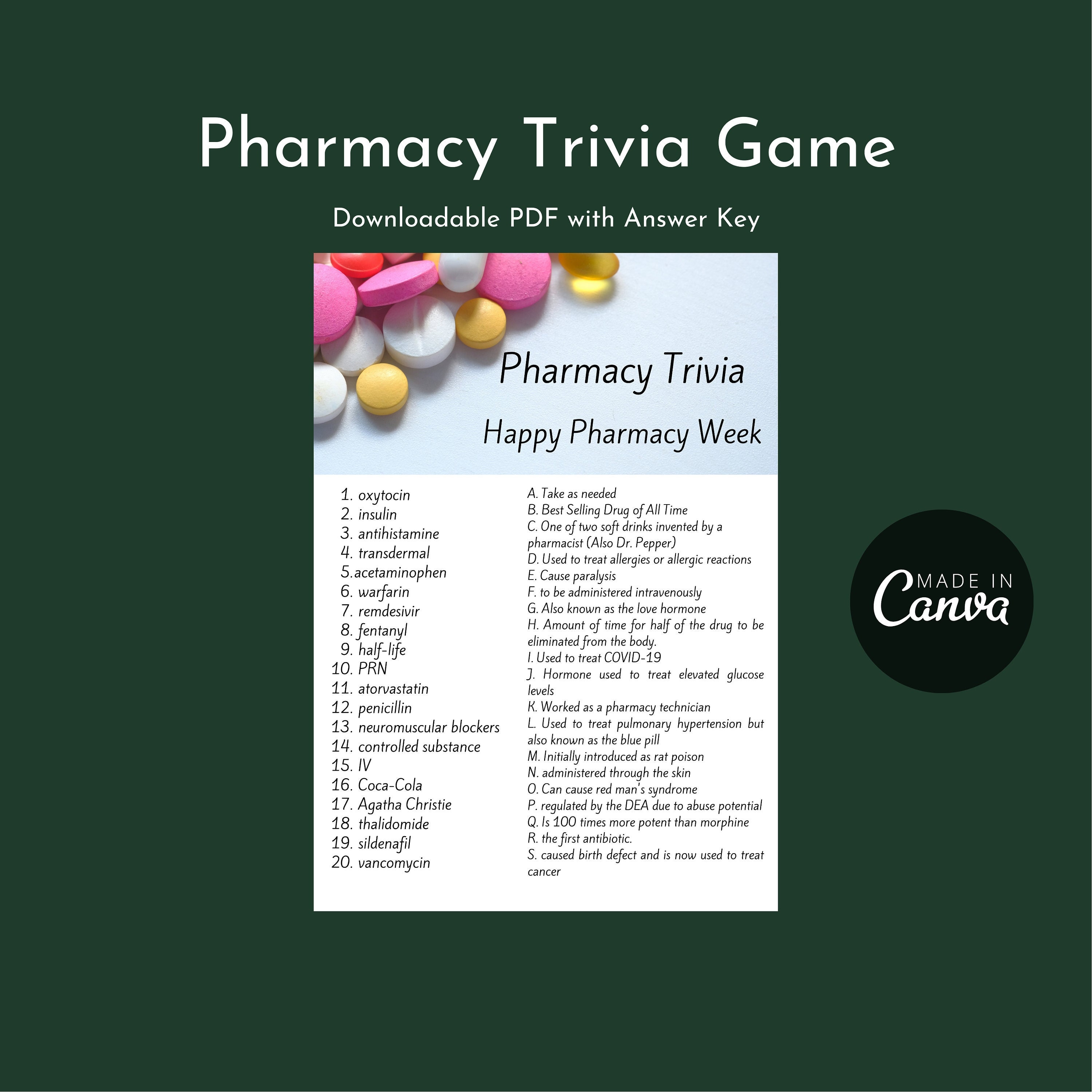 Pharmacy Trivia Game//pharmacy Week//medication Knowledge//celebrate