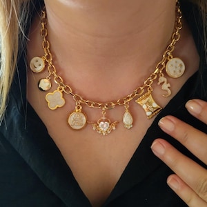 Build Your Own Custom Charm Necklace, Gold Charm Necklace, Pick Your Charms, Vintage Chunky Necklace, Personalized Gifts,Birthday Gift,Charm