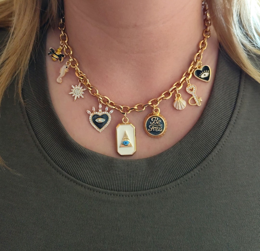 Build Your Own Custom Charm Necklace, Custom Gold Charm Necklace, Design Your Own Charm Necklace