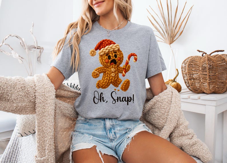 Oh Snap! Chunky Knit Gingerbread Man PNG | Faux Yarn 3D Stitch ...