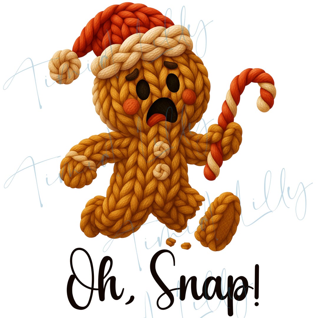 Oh Snap! Chunky Knit Gingerbread Man PNG | Faux Yarn 3D Stitch ...