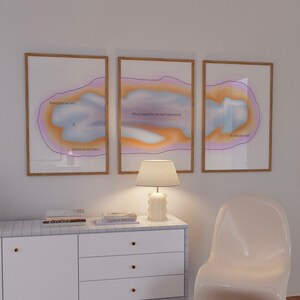Aura Poster Set of 3, Inspirational Poster Set, Grainy Gradient Quote Poster, Aesthetic Dorm Wall Art
