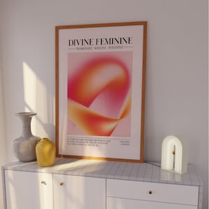 Divine Feminine Printable Poster, Spiritual Grainy Wall Art Print, Pink Gradient Poster Art, INSTANT DIGITAL DOWNLOAD