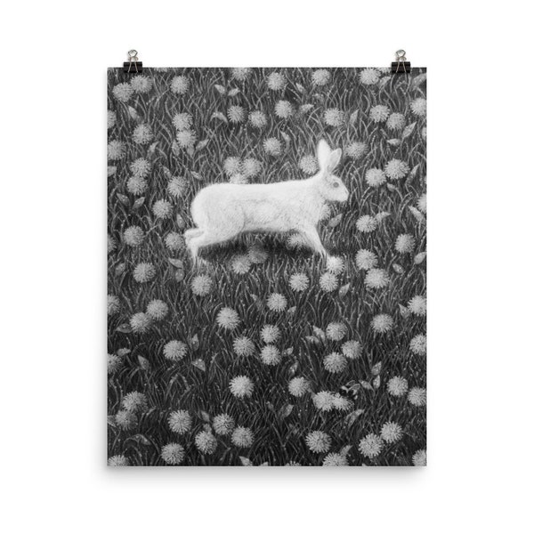 Art print on matte paper title: Dew Drops by Corran Brownlee - four sizes of black and white poster wall hanging