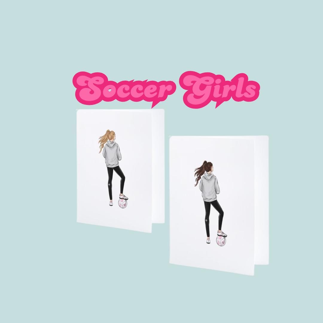 Note Cards Set of 10 Featuring Sporty Soccer Girl - Etsy