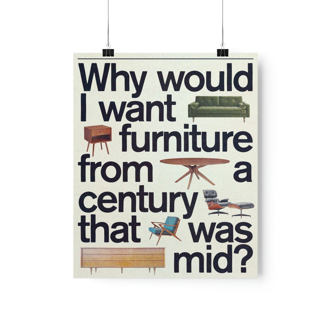 Midcentury Modern Furniture Poster, Funny Print in 3 Sizes Etsy