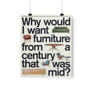 Mid-Century Modern Furniture Poster, Funny Print in 3 Sizes