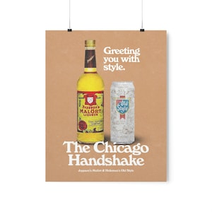 Chicago Handshake Vintage Print, Mid-century Style Printed Poster in 3 Sizes