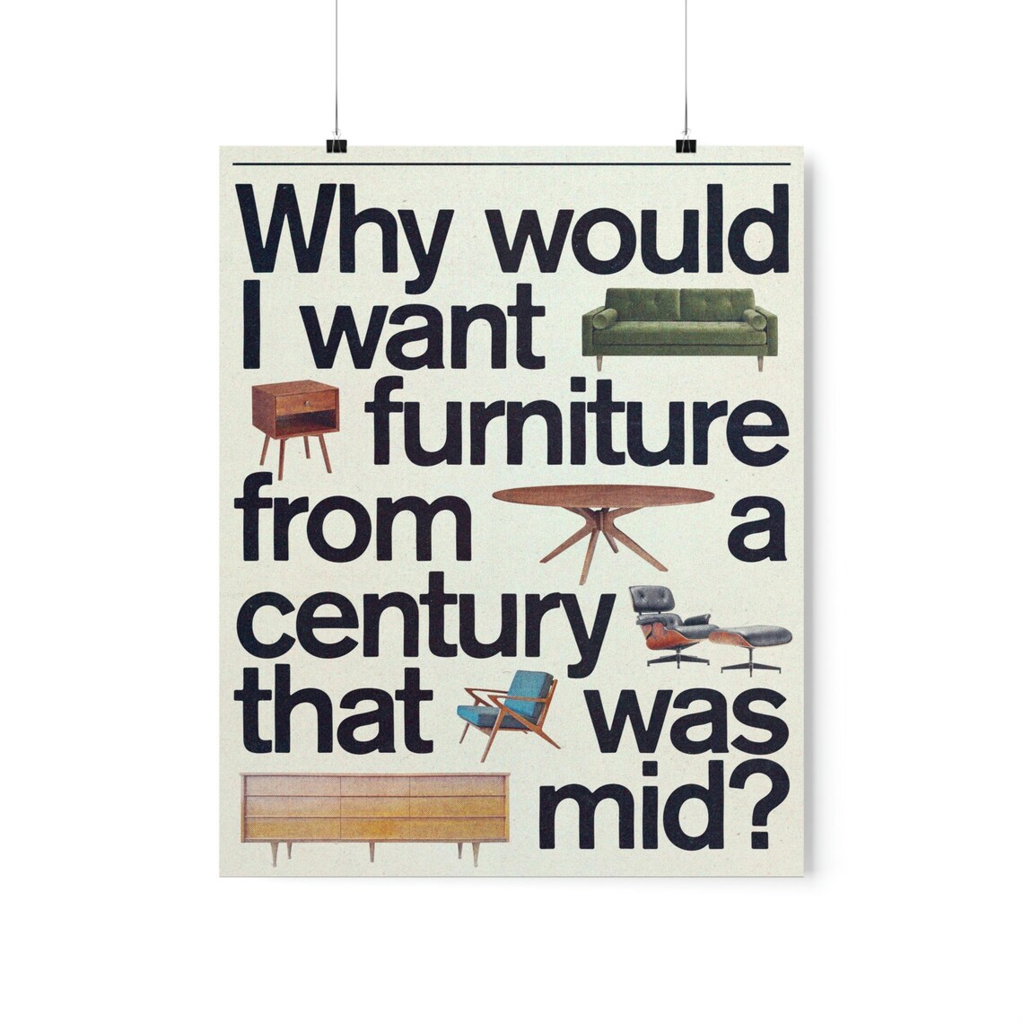 Mid-century Modern Furniture Poster Funny Print in 3 Sizes - Etsy