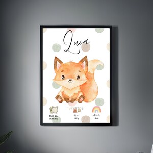 POSTER NASCITA Amici della Foresta • Poster Date Nascita • Grafico Nascita • Annuncio Nascita • Foto Nascita • Regalo Nascita Personalizzato