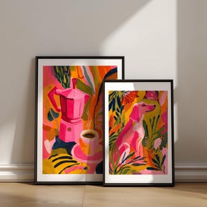 Affiche murale Chien, Portrait de chien coloré, Art pour amoureux des chiens, Affiche Chien mignon, Art floral pour chien, Art pour maman de chien, Art mural maximaliste, Téléchargement numérique image 2