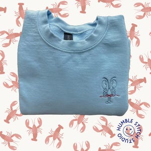 Adult Light Blue Sweatshirt with Lobster & Bow