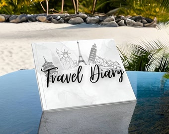 Diario de viaje de 50 páginas Wanderlust: lista de deseos, lista de equipaje, mapa del mundo y de Europa, páginas de destino