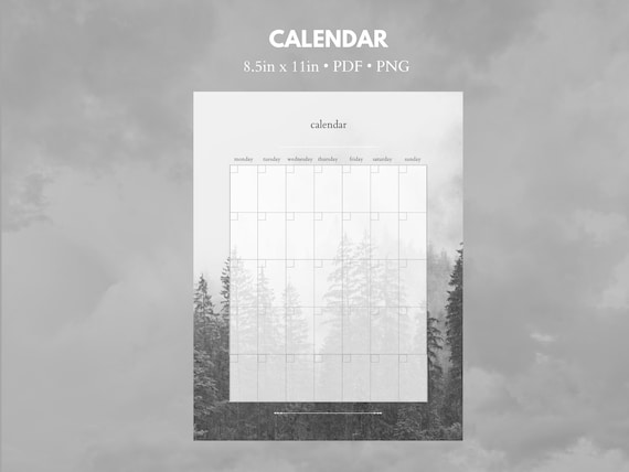 Blank Monthly Calendar Portrait Template Printable Calendar - Etsy