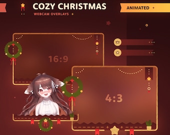 Cozy Christmas: Animated Webcam Border Pack • Festive, Comfy, Glowing Theme • Overlay Decoration for Twitch Streams & VTubers