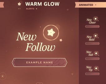 Warm Glow: Animated Stream Alerts • Minimal, Cozy, Starry Themed Twitch Notifications