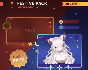 Festive Animated Webcam Border Bundle Pack • Winter Night + Cozy Christmas • Overlay Decoration for Twitch Streams & VTubers