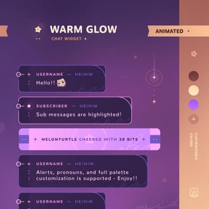 Warm Glow: Chat Widget • Minimal, Cozy, Starry Theme • Chat Box with Pronouns & Alerts for Twitch Streams (StreamElements)