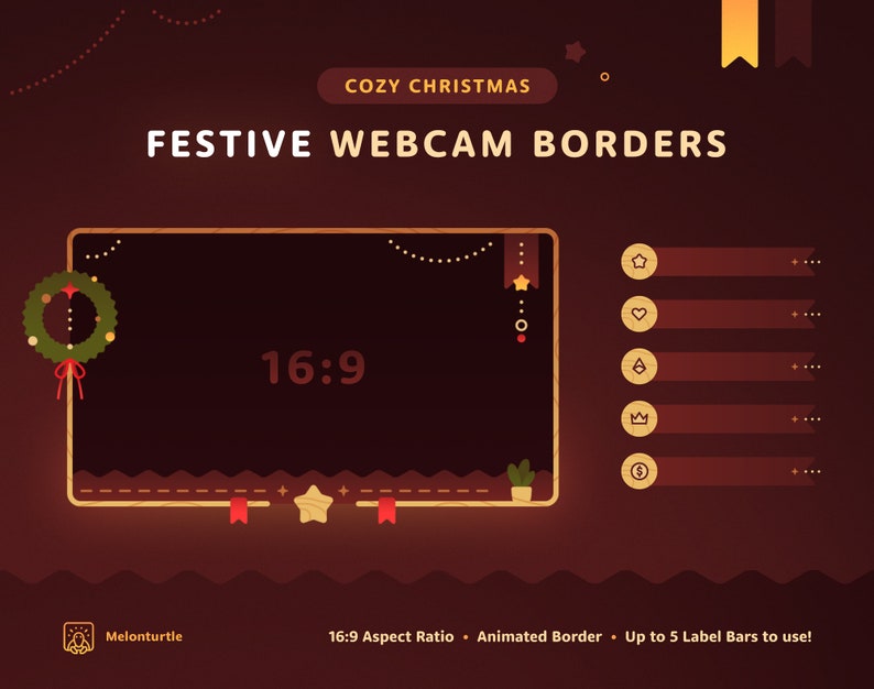 Cozy Christmas: Animated Webcam Border Pack • Festive, Comfy, Glowing ...