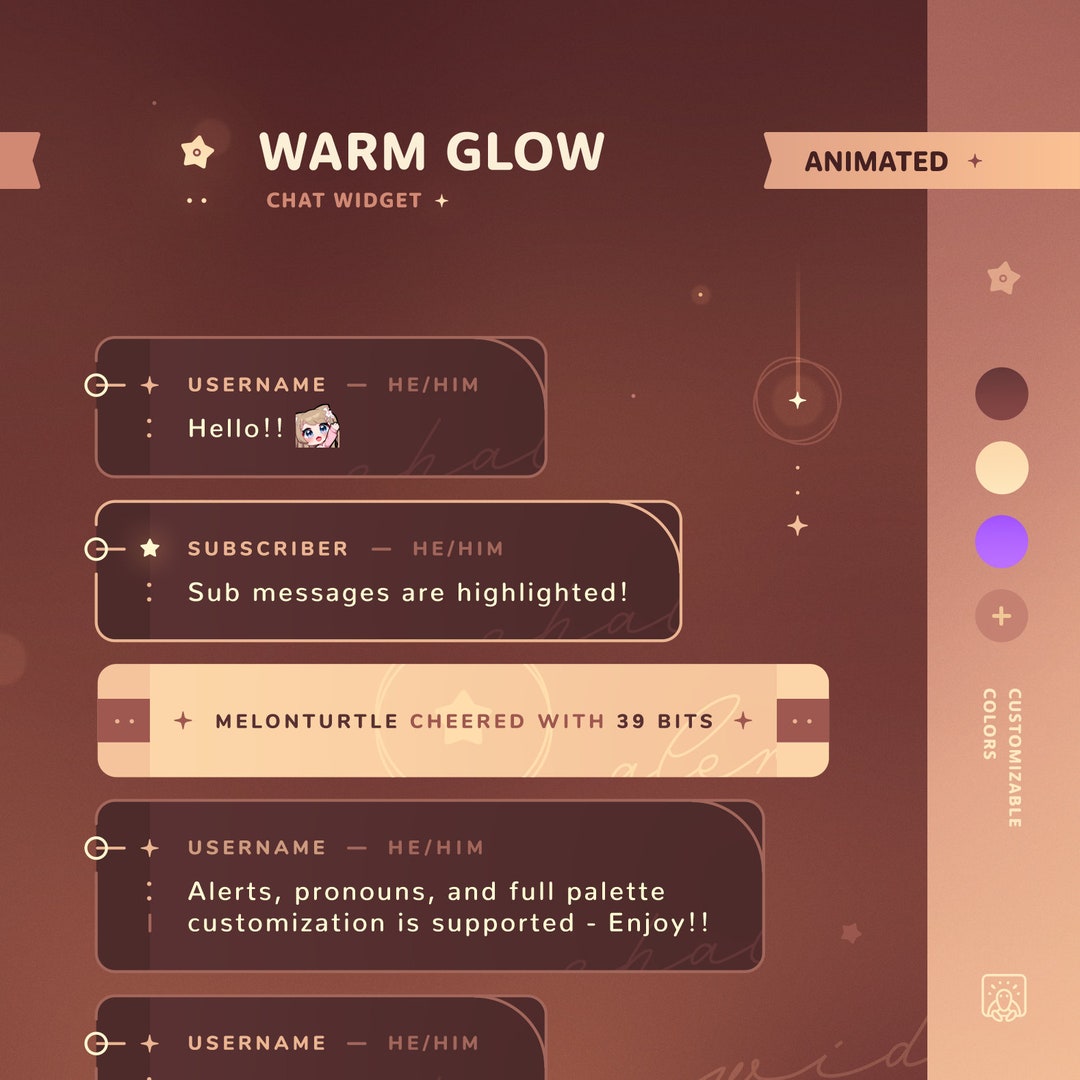 Warm Glow: Chat Widget • Minimal, Cozy, Starry Theme • Chat Box With ...