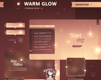 Warm Glow: Animated Stream Pack • Minimal, Cozy, Starry Theme • Overlays, Scenes, Alerts, & Panels for Twitch Streams