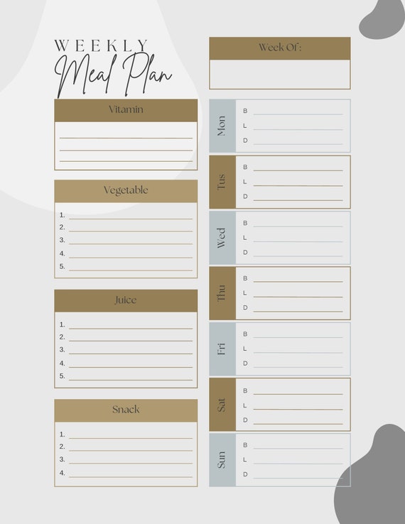 Weekly Meal Planner Printable Instant Download - Etsy