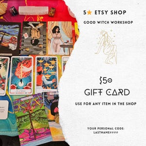50 Dollar Gift Card to Good Witch Workshop: Psychic Tarot, Astrology Readings, Meditation Videos, Beginner Witch Gifts, Valentines Under 100