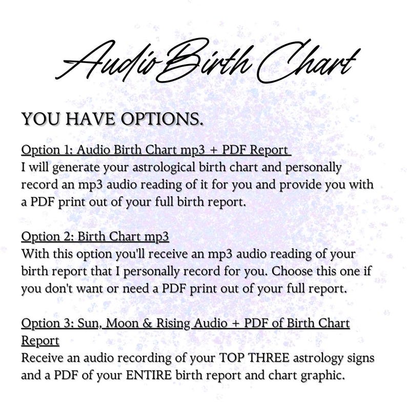 Audio Astrology Chart Reading Personalized Audiobook Gift, Astrology Reading, Birth Chart Print, Natal Chart Reading, Zodiac Spiritual Gifts item description. natal chart reading, astrology chart reading, birth chart print