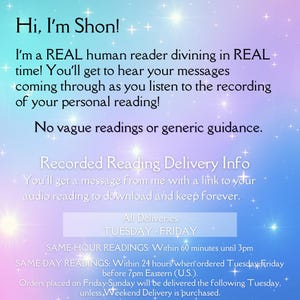Dream Reading and Explanation Audio, Psychic Insights: No A I, Dream Interpretation, In-Depth Dream Psychic Reading, Spiritual Divination delivery information. Voice Recording Gift, plus tarot reading, plus spells, Psychic Medium​.
