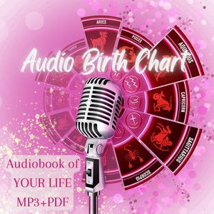 Audio-Geburtshoroskop-Lesung, Sprachaufnahme Geschenk, personalisiertes Hörbuch, Astrologie Lesung, Geburtshoroskop-Druck + MP3, Sternzeichen spirituelle Geschenke