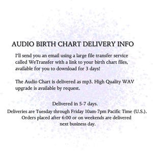 Audio Astrology Chart Reading Personalized Audiobook Gift, Astrology Reading, Birth Chart Print, Natal Chart Reading, Zodiac Spiritual Gifts delivery information. natal chart reading, astrology chart reading, birth chart print