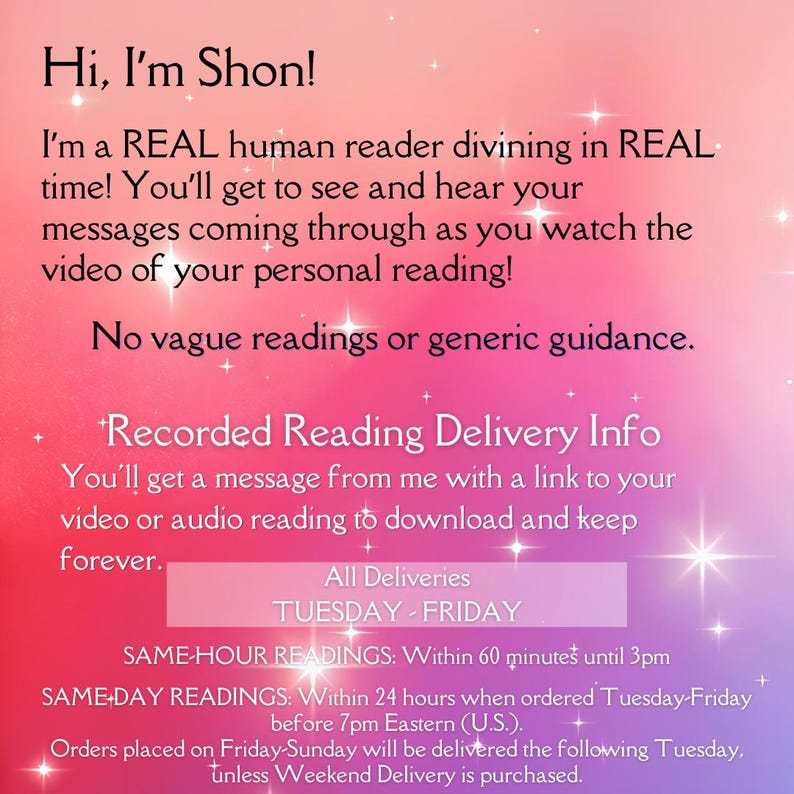 Blind Psychic Reading or General Tarot Reading, Personalized Video: No A I, Honest Psychic Medium Reading, Metaphysical Shops, Blind Reading delivery info. Tarot Reading