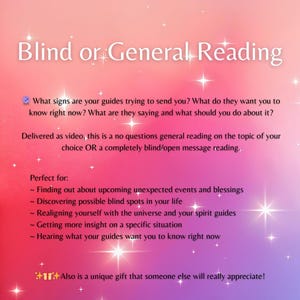 Blind Psychic Reading or General Tarot Reading, Personalized Video: No A I, Honest Psychic Medium Reading, Metaphysical Shops, Blind Reading item description. Tarot Reading