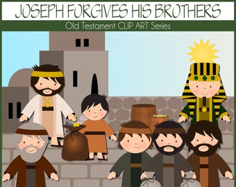 Joseph Forgives His Brothers, Old Testament Clip Art, Bible Clip Art, PNG Files, Genesis  42-45