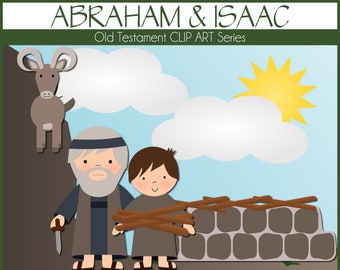 Abraham and Isaac, Old Testament Clip Art, Bible Clip Art, PNG Files, Genesis  18, 21-22