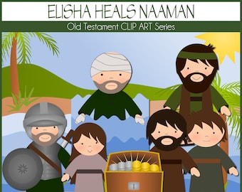 Elisha Heals Naaman, Old Testament Clip Art, Bible Clip Art, PNG Files, 2 Kings 5