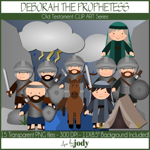 Deborah the Prophetess, Old Testament Clip Art, Bible Clip Art, PNG Files, Judges 4-5