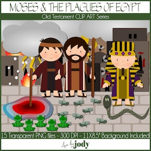 Moses & the Plagues of Egypt, Old Testament Clip Art, Bible Clip Art, PNG Files, Exodus  7-13
