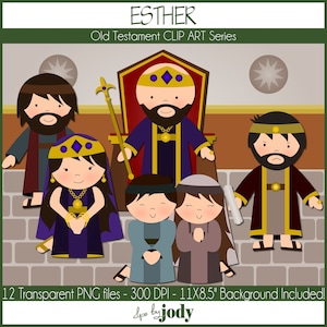 Queen Esther, Old Testament Clip Art, Bible Clip Art, PNG Files, 2 Kings 5