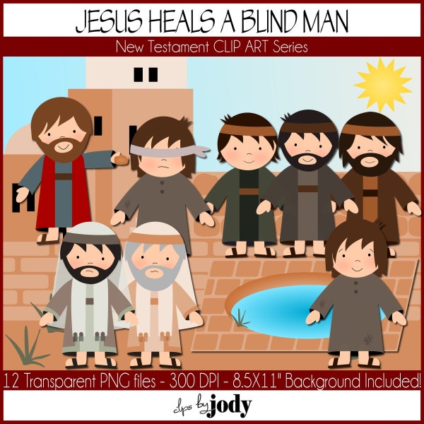 Jesus Heals a Blind Man, New Testament Clip Art, Bible Clip Art, PNG Files, John 9
