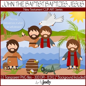 John the Baptist Baptizes Jesus, New Testament Clip Art, Bible Clip Art, PNG Files, John 1, Matthew 1, Mark 1, Luke 3