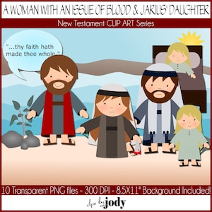 Jesus Heals A Woman with an Issue of Blood and Jarius&#39; Daughter, New Testament Clip Art, Bible Clip Art, PNG Files, Mark 5, Luke 8