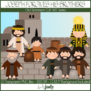 Joseph Forgives His Brothers, Old Testament Clip Art, Bible Clip Art, PNG Files, Genesis  42-45