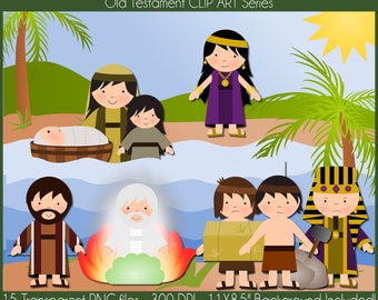 Baby Moses & The Burning Bush, Old Testament Clip Art, Bible Clip Art, PNG Files, Exodus 1-6