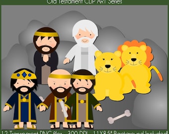 Daniel in the Lion&#39;s Den, Old Testament Clip Art, Bible Clip Art, PNG Files, Daniel 6