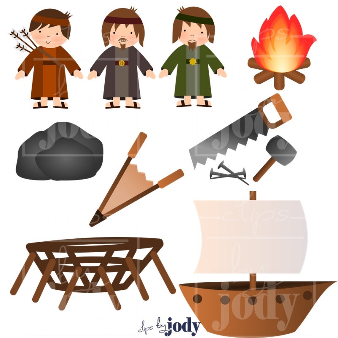 Nephi Builds a Ship Book of Mormon Clipart, PNG Files - Etsy